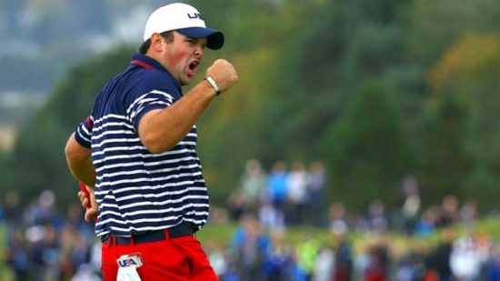 Patrick Reed, excited after shot.